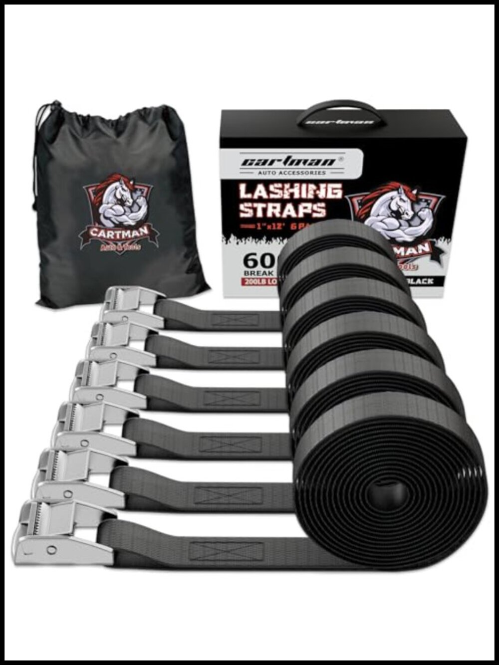 Cartman 12 ft Lashing Straps 6 Pack 600 lb Break Strength